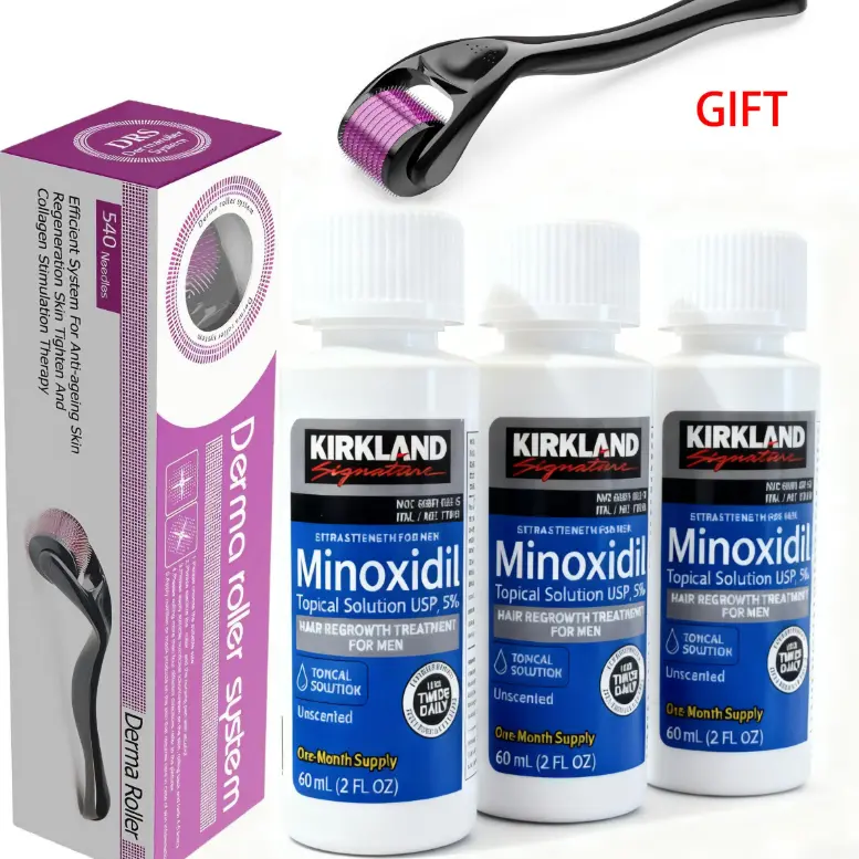 Kirkland Minoxidil 5% Clinical Strength Haircare Solution for Men - 3 Months Supply, Anti-Dandruff, All Hair Types, Receding Hairline Targeted, Scalp Health Enhancer, Hair Growth Products, Universal Restoration Liquid Booster