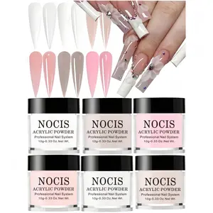 10g 6  Acrylic Powder Set, Nude Pink Clear Acrylic Nail Powder for Nail Extension, French Manicure, High Glossy Shine, Non-toxic, Professional DIY Nail Art Supplies for Home Salon & Beginners
