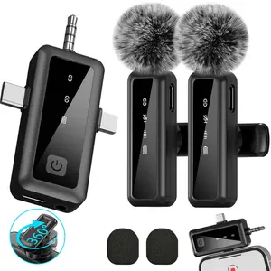 Wireless lavalier microphone，suitable for iPhone，Android，camera，intelligent noise cancelling microphone for interview video podcasts，plug and play，no need for settings，suitable for various scenarios
