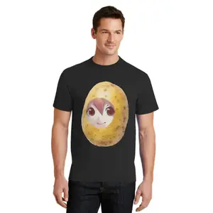 Men's T-Shirt Po Creative Kasane Expression Vintage Cotton Tees Short Sleeve Funny Potato T Shirts Clothes New Arrival