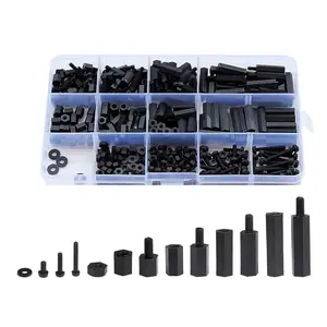 320 count M2 Male Female Nylon Hex Spacer Standoff Screw Nut   Kit (Black)
