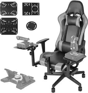 Supllueer Flight Simulation with Race Seat Fit for Thrustmaster A10C Hotas Warthog,Logitech X52 Honeycomb with Black-Gray Elevation and Down Chair