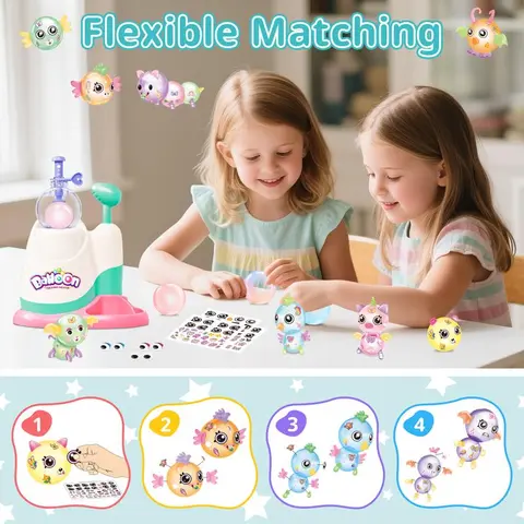 195-Piece Squishy & Bouncy Kit - DIY Sticky Balloons with Pump, Replayable Decor, Balloon Party Supplies, Matching Gift for 4-15 Years Boys and Girls, Gift Idea