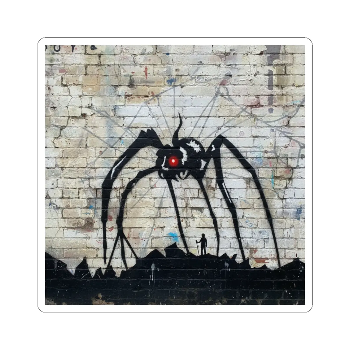 Stencil Spider on Brick | Original Art X Kiss-Cut Sticker