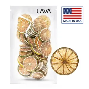 LAVA Premium Dried Lime Slices 3oz/85g, Made in the USA, 100% Natural Dehydrated Lime Wheels for Cocktail Garnishes, Drinks, Teas, Desserts, and More. No Additives, No Coloring, and No Sugar Added.