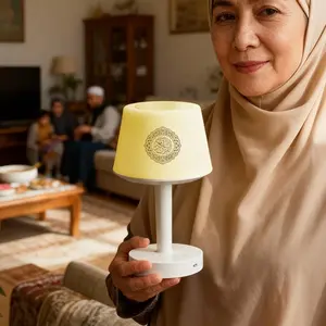 Portable Quran Speaker with Bluetooth & Touch Control – Islamic Muslim Quran Player, Nightlight Bedside Lamp, Table Decoration, Gift for Home & Prayer