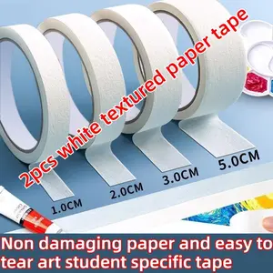 2-piece set - white decorative paper, white masking tape, car body repair masking tape, easy to tear, no glue left, also suitable for home decoration, ceramic tile, beautiful seam masking art tape, can write white tape