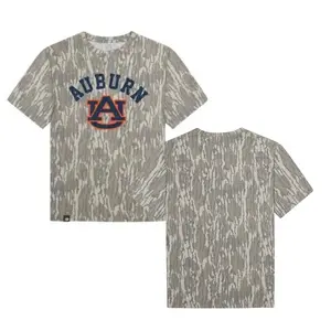 Unisex AU Logo Designed On Original Bottomland Pattern Tshirt, Mossy Oak Vintage Auburn Bottomland Camouflage Camo Tee