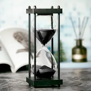 SAN Tread Glass Hourglass Sand Timer 60-Minute Desktop Timer for Study Work and Home Decor Elegant Transparent Glass for Office Desk and Coffee Table - Kitchen, Utensils