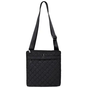 Julia Buxton Quilted Nylon Crossbody Bag – Lightweight Square Shoulder Purse with Adjustable Strap, Front & Back Pockets, Slim Compact Design for Travel, Shopping & Everyday Use