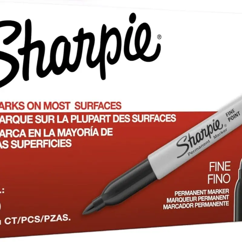 Sharpie Permanent Markers, Fine Tip, Black, 12 Count - Quick Drying, Fade Resistant, For Wood, Plastic, Paper, Metal, And More