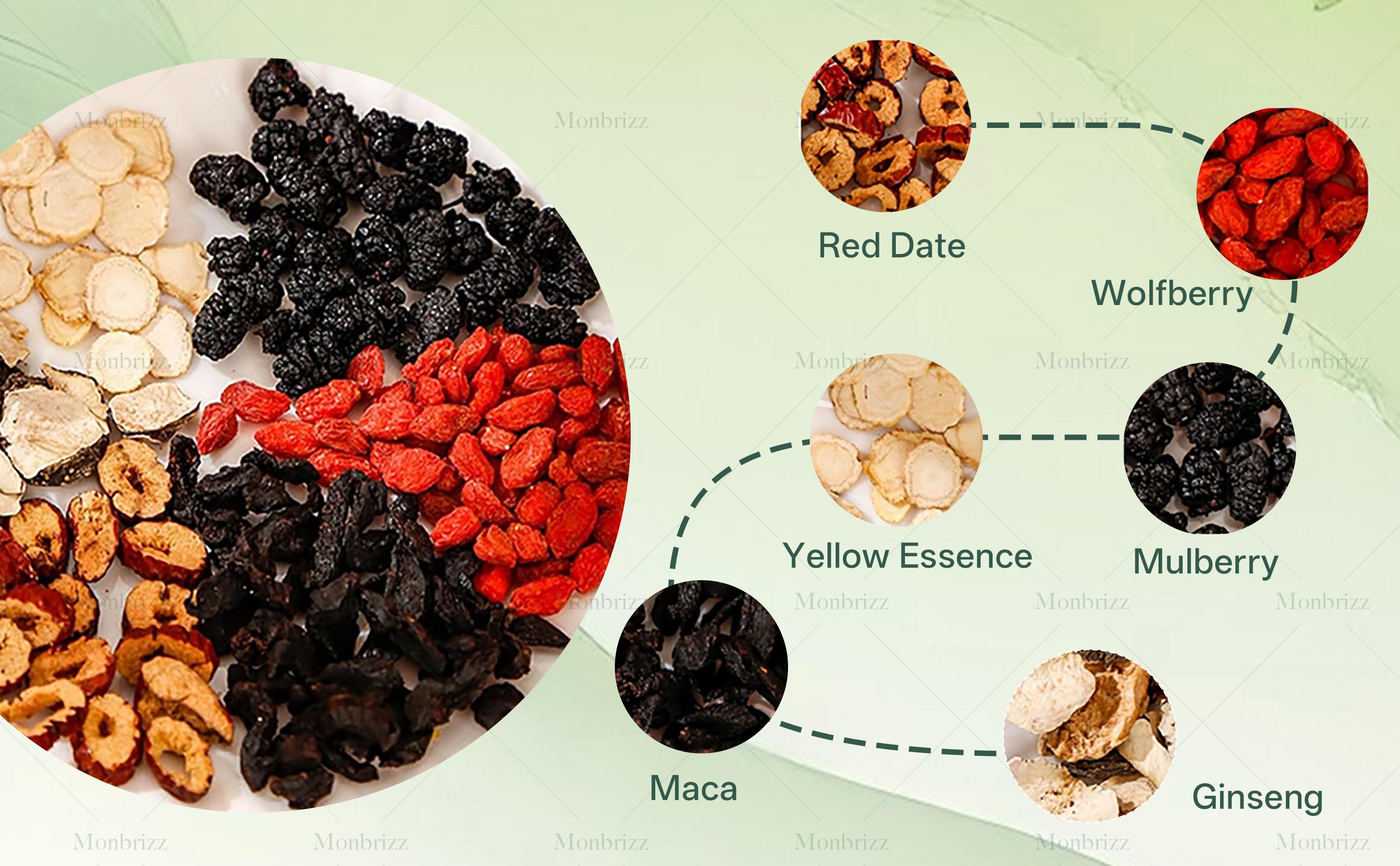 Ginseng Five Treasure  Wolfberry Tea Men's Health Mulberry Herbal Tea 20/40/60bags - Beverage