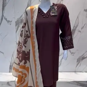 3PC Raniya Dhanak Suit Brown