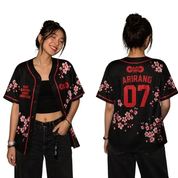 Custom Bangtan Baseball Jersey Arirang, Kpop Gift for Bangtan Fans, V-neck Bangtan Shirt, Bangtan World Tour 2026 Merch Army Jersey