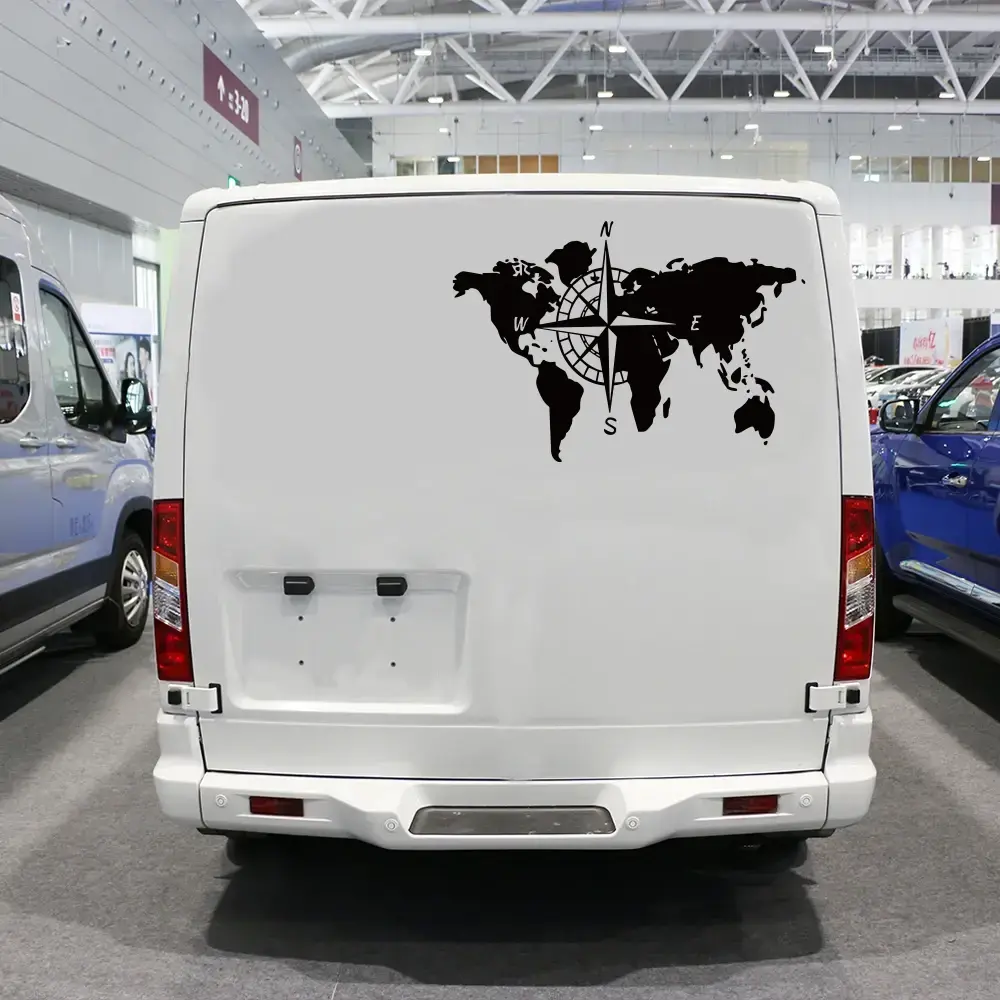 World Map Compass Caravan Car Sticker Camping Travel Explore Camper Rv Motorhome Truck Decal Auto Body Decoration Accessories