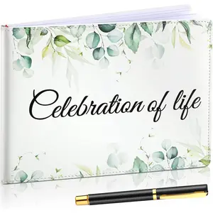 Funeral Guest Book with Pen Memorial Service Celebration of Life Sign in Book for Funeral Leather  in Loving Memorial , 112 Pages(Celebration of Life)