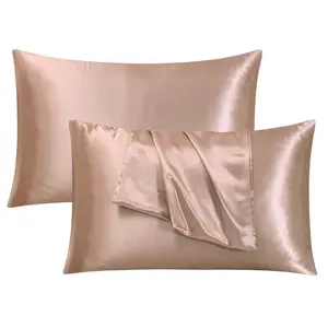 2/4 Pack Pure Color Satin Pillowcase for Hair and Skin, Super Soft and Cooling Similar to Silk Pillow Cases with Envelope Closure, Gift for Women Men with Standard/Queen/King Size