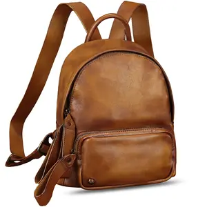 Genuine Leather Backpack for Women Vintage Soft Real Leather Knapsack Purse Fashion Satchel Rucksack Daypack Bag