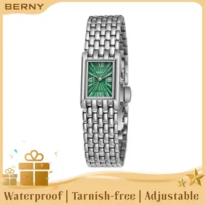 BERNY Women's Dainty Silver Quartz Watch, 3ATM Waterproof, Adjustable Stainless Steel Band, Minimal & Elegant Jewelry Watch, Perfect Valentine's Gift, Relojes de Mujer, Easter gift