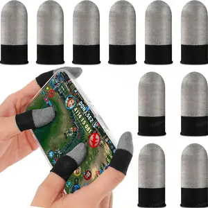 Mobile Phone Gaming Finger Sleeves, Finger Sleeves Silver Fibers Breathable Sweatproof Mobile Game Assist Smooth Thin Thumb Protector Compatible with All Touchscreen DevicesSmooth Feel, Anti-Sweat, Extremely Thin, 10PCS