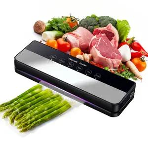 Vacuum Sealer Machine with Strong Suction 5-in-1 Modes for Dry & Moist Foods Includes 10 Vacuum Bags Black Design for Fresh Meat Vegetables