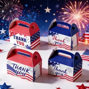 12 American Independence Day Party Decoration Gift Boxes, National Celebration Snack and Candy Paper Bags, Festive Event Supplies