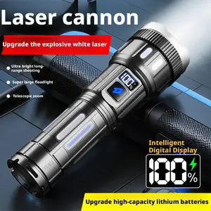 TikTok Viral 100000 Lumens Flashlight! White Laser + Digital Display, Rechargeable Portable Outdoor Tool ️