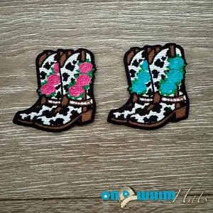 Western Flower Boots Iron-On Patch