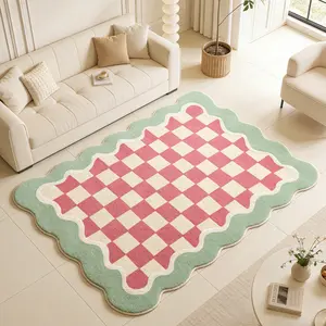 Chessboard Pattern Rug, Checkered Area Rug, Irregular Cloud Edge Mat, Soft Comfortable Non-, Ideal for Living Room Bedroom Bathroom Kitchen Corridor Home Decor, Household Decorative Rug