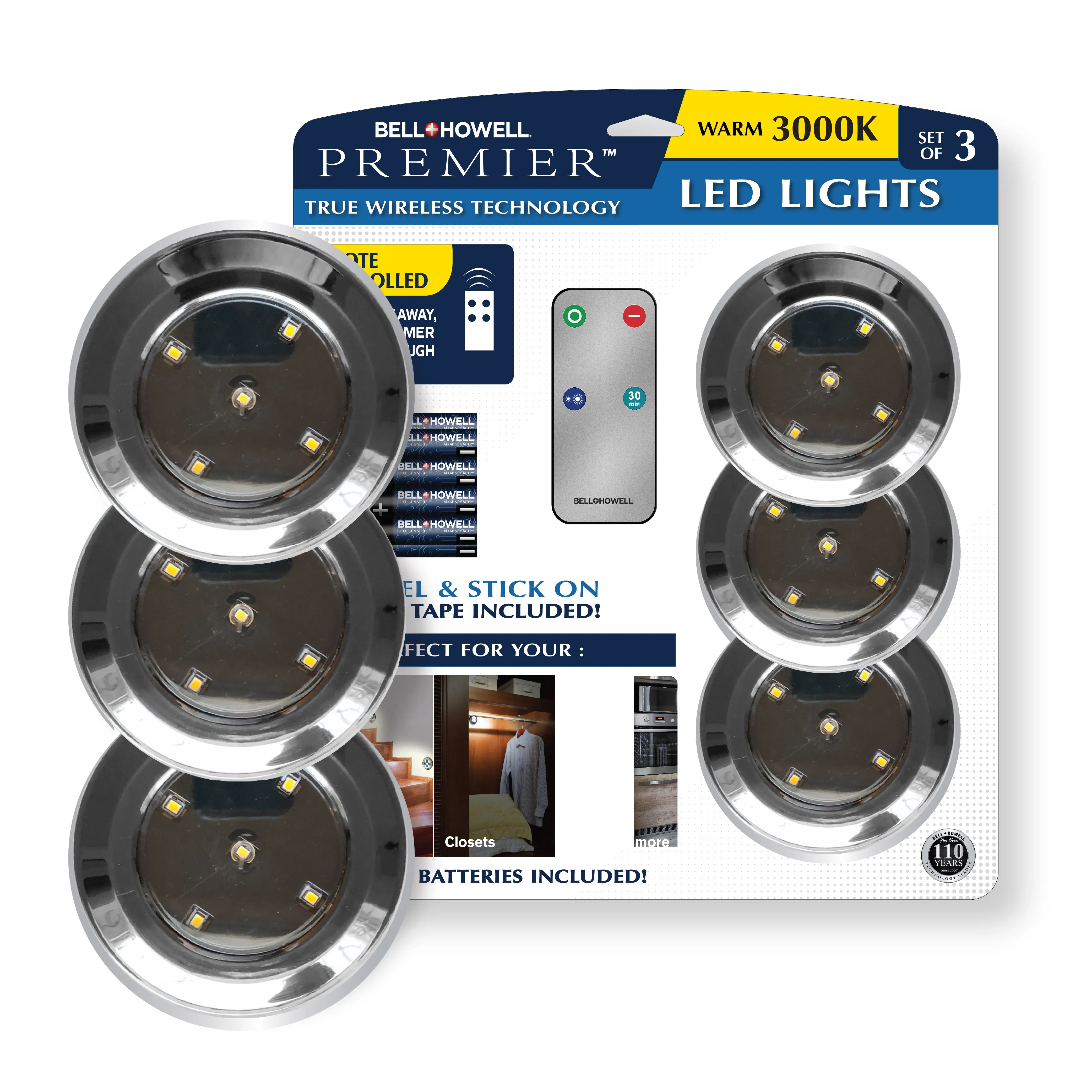 Premier Chrome Under Cabinet LED Light – Warm White, Integrated, Remote Control, 3-Pack Premier Chrome Under Cabinet LED Light – Warm White, Integrated, Remote Control, 3-Pack