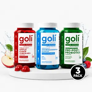 Zero Sugar Best Seller Trio - World's First 3-in-1 Pre, Post, Probiotic, Apple Cider Vinegar with Vitamin B12 and Probiotics To Address Bloating, Ashwagandha & L-Theanine, Vitamin D gummies. Gluten-Free, Vegan, Non-GMO & Gelatin-Free