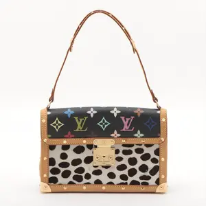 Pre-owned Louis Vuitton Canvas Leather Ponyhair Shoulder Bags Multicolor Pochette Dalmatian Bag Y2K Era Pony Hair Murakami RARE w Dustbag COA