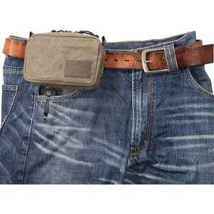 Belt Pouch for Men Women YKK Zippers EDC Pouch, Belt Bag Waist Pack for Hiking, Water Resistant, Waxed Canvas