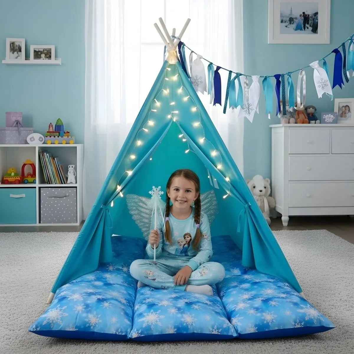 Snowflake Christmas Decor Teepee Gift Set- with Festive Decorations