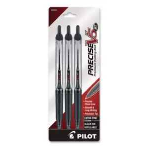 Pilot PIL26052 V5RT Roller Ball Pen, Black - 3 per Pack