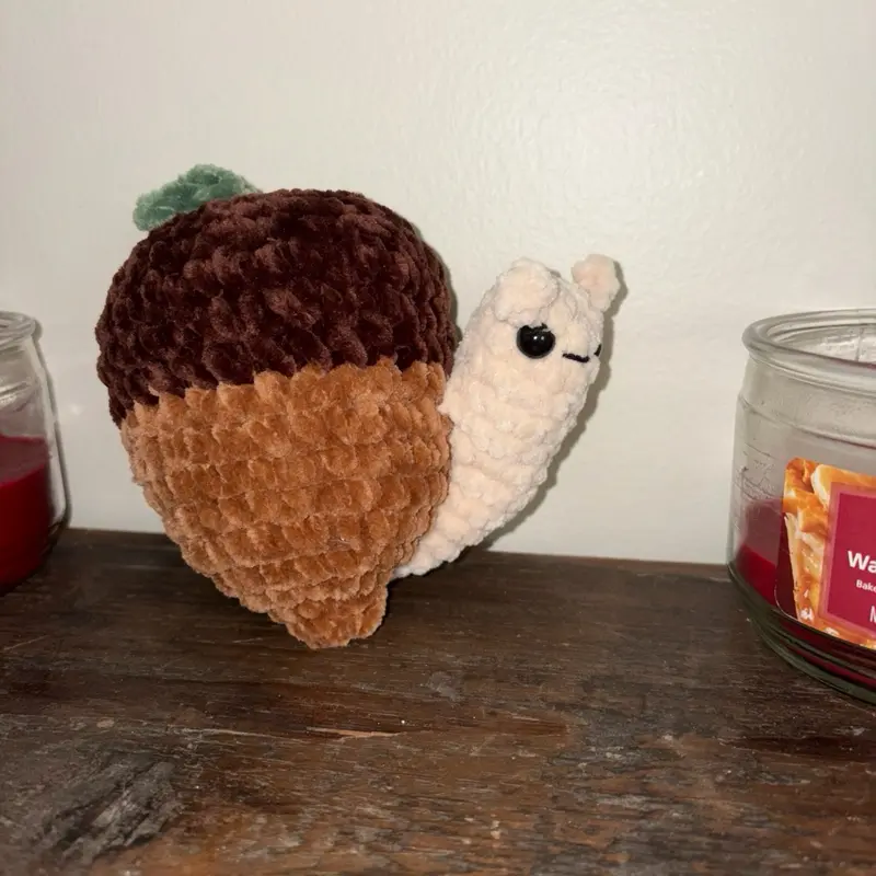Crocheted Acorn Snail Plushie