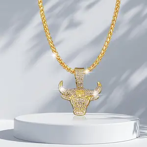 Hip Hop Bull Head Pendant Dragon Bone Necklace - Unisex Rapper Necklace, Suitable for Party Festivals, Holiday Gifts