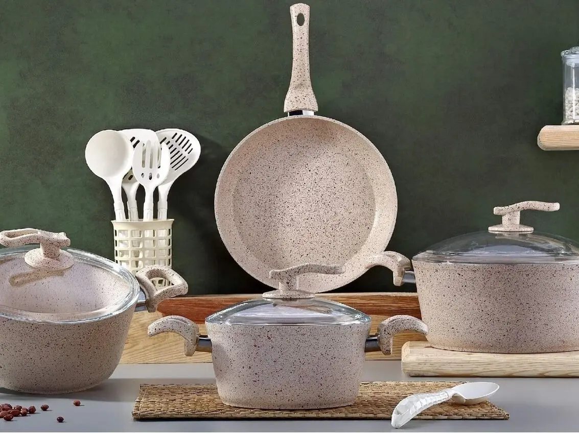 Premium 13-Piece Granitec Coating Cookware Set -BONERA Nonstick Pots & Pans, Dis