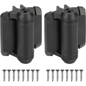Heavy Duty Self Closing Gate Hinges with Safety Cap,Pool Gate Hinges with Alignment Legs No Rust and Adjustable Fence Hinges Kit for Outdoor Metal Gate,Vinyl Gates,Wood Gate,Black,2 Count