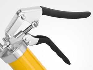 GOOACC Grease Gun 8000 PSI Heavy Duty 14oz Pistol Grip Grease Gun Kit with 18" Spring Flex Hose Sharp Type Nozzle Normal Coupler Rigid Pipe Manual Grease Guns for Greasing Automotive Marine, Yellow