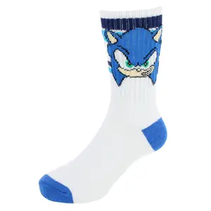 Textiel Trade Boys' Gaming Sega Sonic Ribbed Athletic Crew Socks (2 Pair) - Small, Supportive, for 13-14 Years Casual Wear