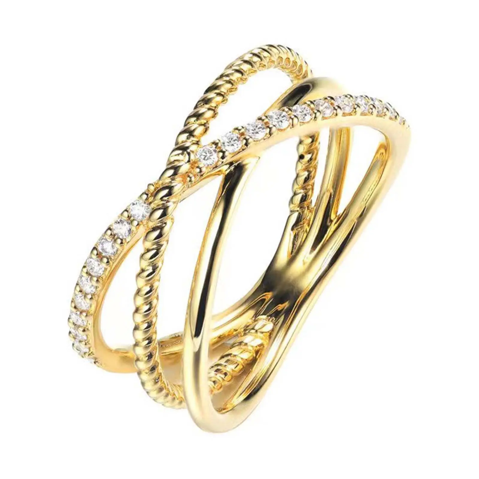 Retro cross multi-layer ring female fashion golden hollow design ring anniversary gift