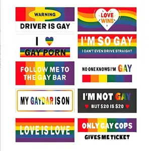 10 Pcs Prank Rainbow Magnetic Bumper Decals - Funny Gay Pride Car Stickers for Vehicles, Refrigerators & Metal Surfaces