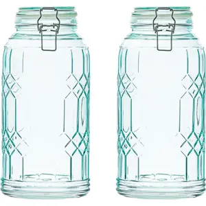 10 Strawberry Street Bleeker Glass Canister, Green, Large, Set of 2