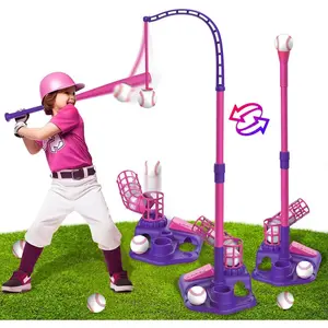 3-in-1 T Ball Sets for Kids, Teeball Toy Sets with 6pcs Baseballs, T Ball Stand, Hanging Tee, Auto Launcher, Retractable Bat,Indoor Outdoor Sports Toys Gifts for Boys Girls Age 3-8 Year Old trendy