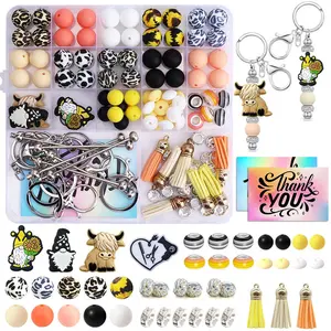 107pcs Silicone Beads for Keychains & Bracelets, 12mm & 15mm Sizes, DIY Craft Supplies, Decorative Accessories, Beading Accessories