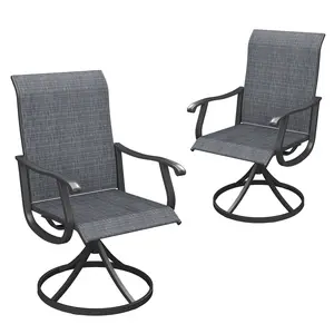 Vicllax Patio Swivel Chairs Set of 2, Outdoor 360 Degree Metal Swivel Sling Chairs