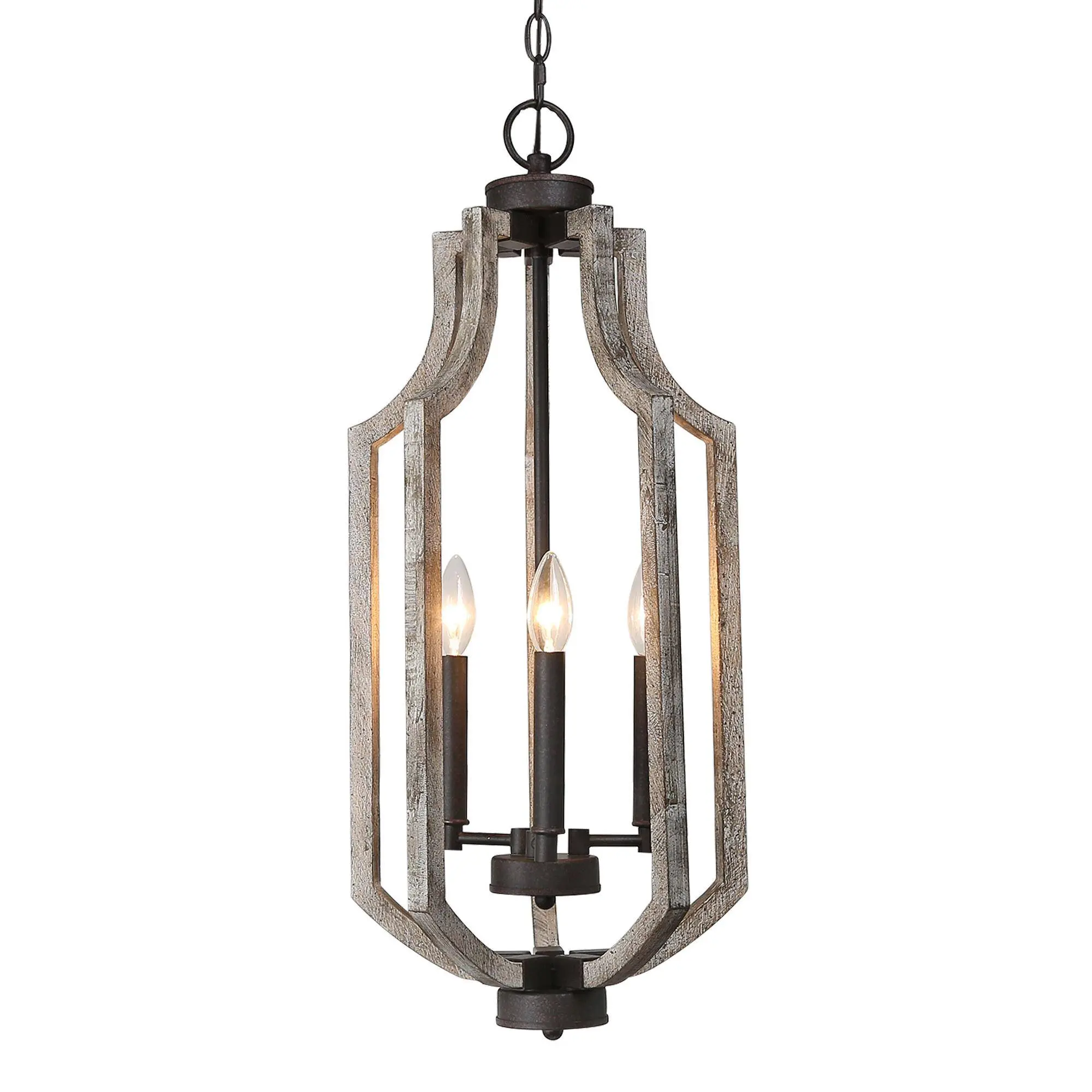 Ksana 3-Light Farmhouse Wood Slender Chandeliers