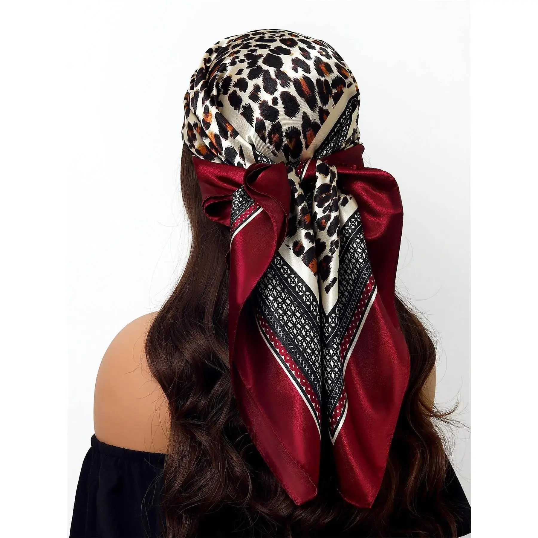 Leopard Print Square Scarf, Fashionable Soft Lightweight Scarf for Daily Wear, Casual Versatile Scarf for Women & Girls