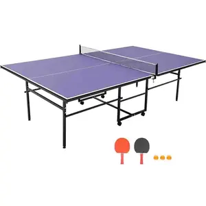 Professional Outdoor Table Tennis Tables,9 ft Indoor/Outdoor Portable Ping Pong Table Game with Net for Adults/Teens,2 Table Tennis Paddles and 3 Balls